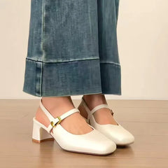 Cyflymder  Mary Jane open-toe sandals for women, chunky high heels, spring new versatile single-strap buckle shoes