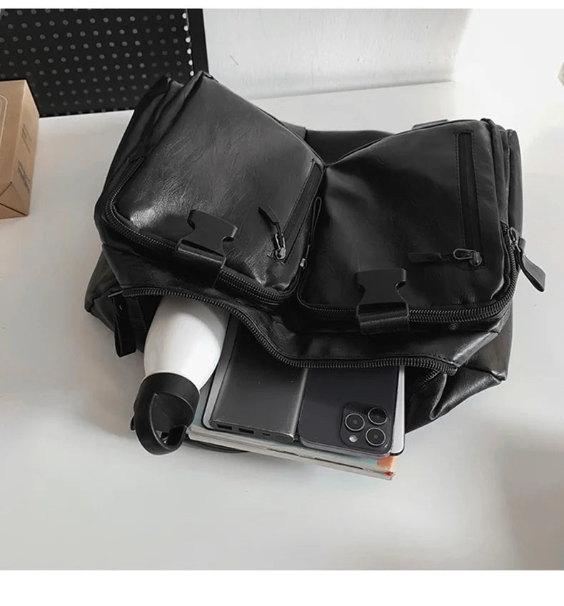 Cyflymder  Travel Backpack Gym Fitness Bag Women Men PU Large Capacity Training College Students Schoolbag Sports Laptop Vintage Daypack