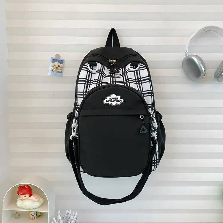 Cyflymder  Y2k Aesthetic Contrast Color Plaid Schoolbags Women Preppy Kawaii All Match Ita Bags Transparent High-capacity Student Backpacks