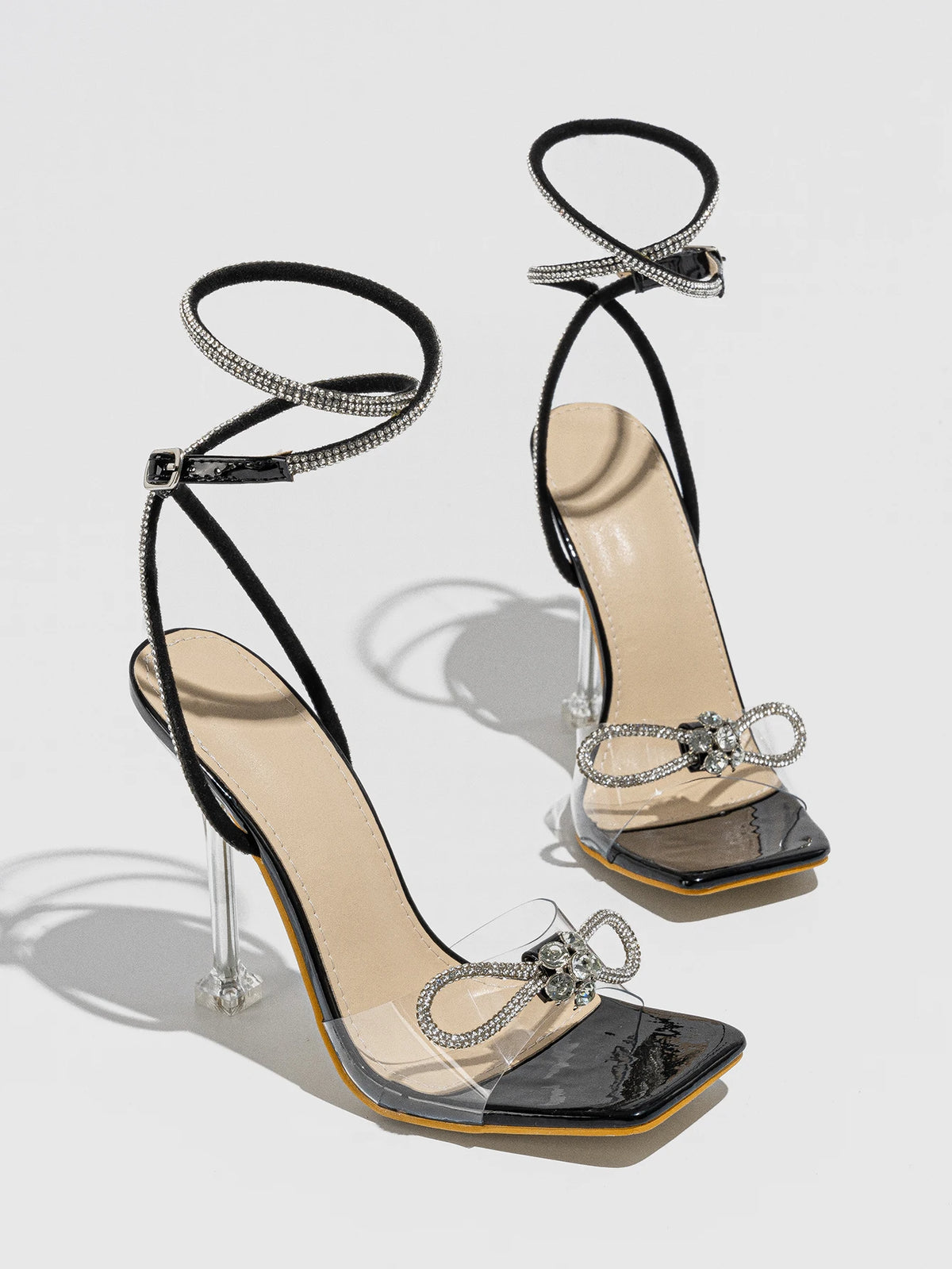 Cyflymder  New Sexy PVC Transparent Butterfly-knot Ankle Buckle Strap Women Sandals Sexy Stripper Banquet Thin High Heels Shoes