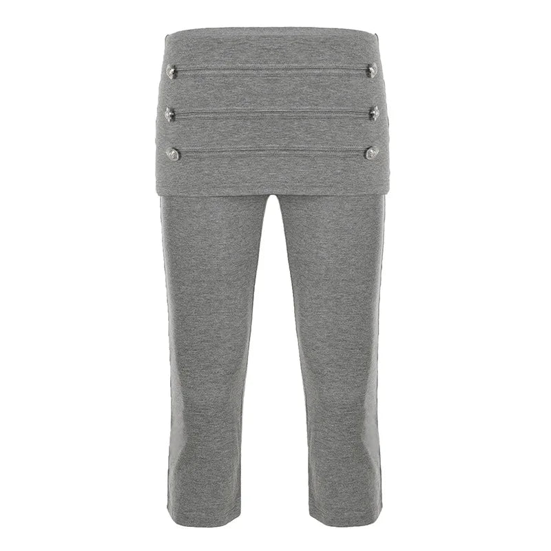 Cyflymder  Buttoned Cuffed Straight Cropped Pants Solid Color Low Waist Slim Women Fashion Bottoms Casual Streetwear Summer Outfit