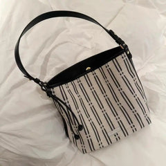 Cyflymder   Black Stripe Tote Bag Women Large Capacity Versatile For Shopping Shoulder Bag Ladies Casual Lightweight Commuting Handbag