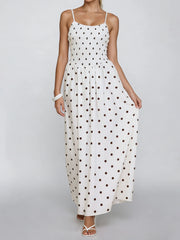 Cyflymder  Women s Polka Dot Print Sleeveless Spaghetti Strap Cami Dress - Summer Fashion A-line Dress with Casual Elegance