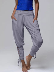 Cyflymder  Women's trousers Solid Loose Bandage Athletic Pants Bandage Solid Color Casual Pants Sports Fitness Trousers Fashion for Women