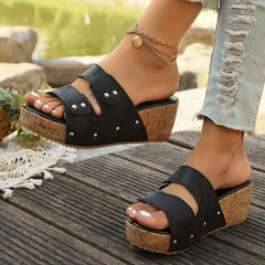 Cyflymder  New Summer Style Women's Wedge Slipper Thick-Soled Platform Open-Toe Roman Shoes Holiday Style Women's Shoes