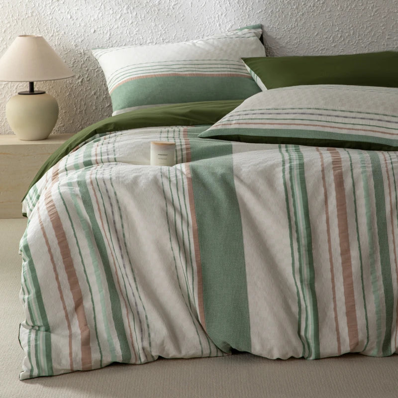 Cyflymder  Bedding Set 100% Cotton Simple Vertical stripes Duvet Cover Set  Double Queen King Size Nordic Quilt Cover Bed Sheet Pillowcases