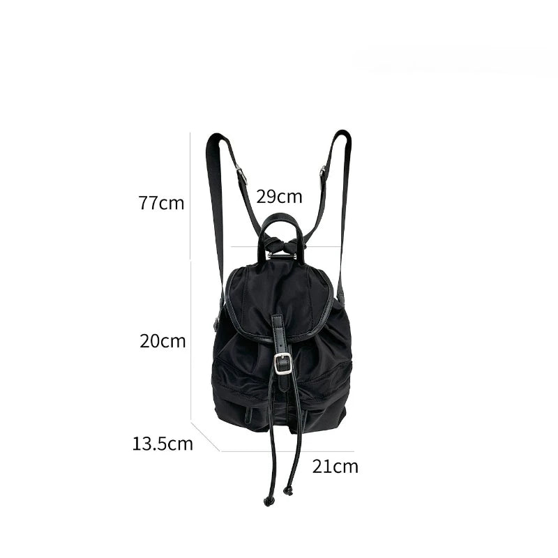 Cyflymder  Vintage Simple Fashion All Match Backpack Casual Nylon Drawstring Women Schoolbags Pleated Y2k Aesthetic Backpacks for Students