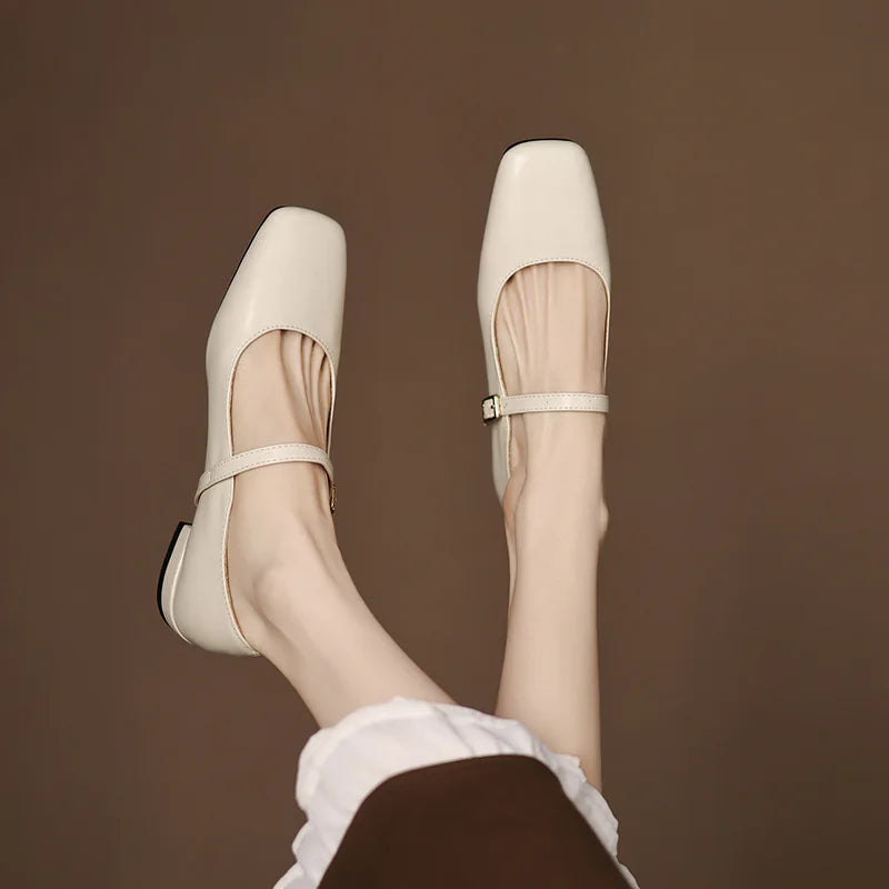 Cyflymder  Summer Shoes Ladies Low Heels Female Footwear Shallow Mouth Casual Sneaker Square Toe 2025 Dress Buckle Strap Leisure Spring Sol