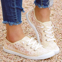 Cyflymder  Summer Lace Mesh Women Sneaker Breathable Lace-up Casual Shoes Plus Size 36 43 Lightweight Flat Sneakers