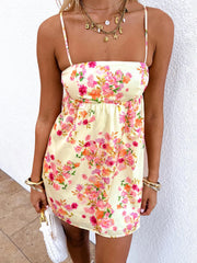 Cyflymder  Women s Floral Print Spaghetti Strap Backless Slip Dress Sexy Summer Mini Dress with Elegant Design