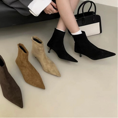 Cyflymder Winter New Brand Women Short Boots Fashion Pointed Toe Ladies Elegant Ankle Boots Thin High Heel Dress Pumps Shoe