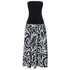 Cyflymder  Temperamental Strapless Tube Long Dress Women Y2k Contrast Color Sleeveless Off Shoulder Dress Sexy Backless Evening Party Dress