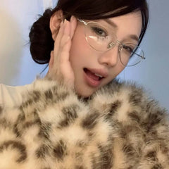 Cyflymder  Vintage Cat-Eye Silver Gold Glasses Unisex Retro Fashion Charm Plain Glasses Trendy Reading Outfits Eye Glass Women Accessories