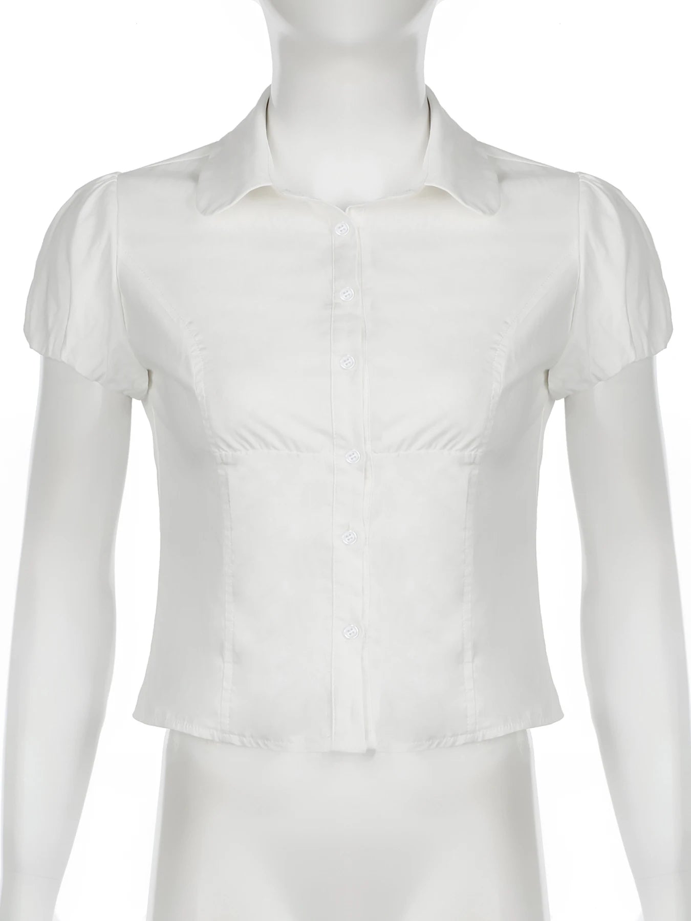 Cyflymder  Casual Solid Blouse Basic Slim Deep V-Neck Turn-Down Collar Short Sleeve Shirts Women 2025 Summer Fashion Streetwear
