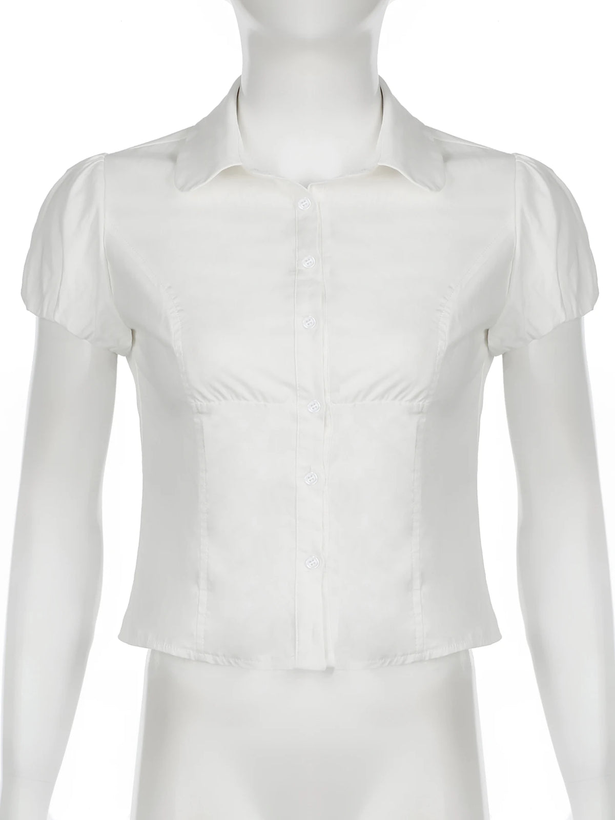 Cyflymder  Casual Solid Blouse Basic Slim Deep V-Neck Turn-Down Collar Short Sleeve Shirts Women 2025 Summer Fashion Streetwear