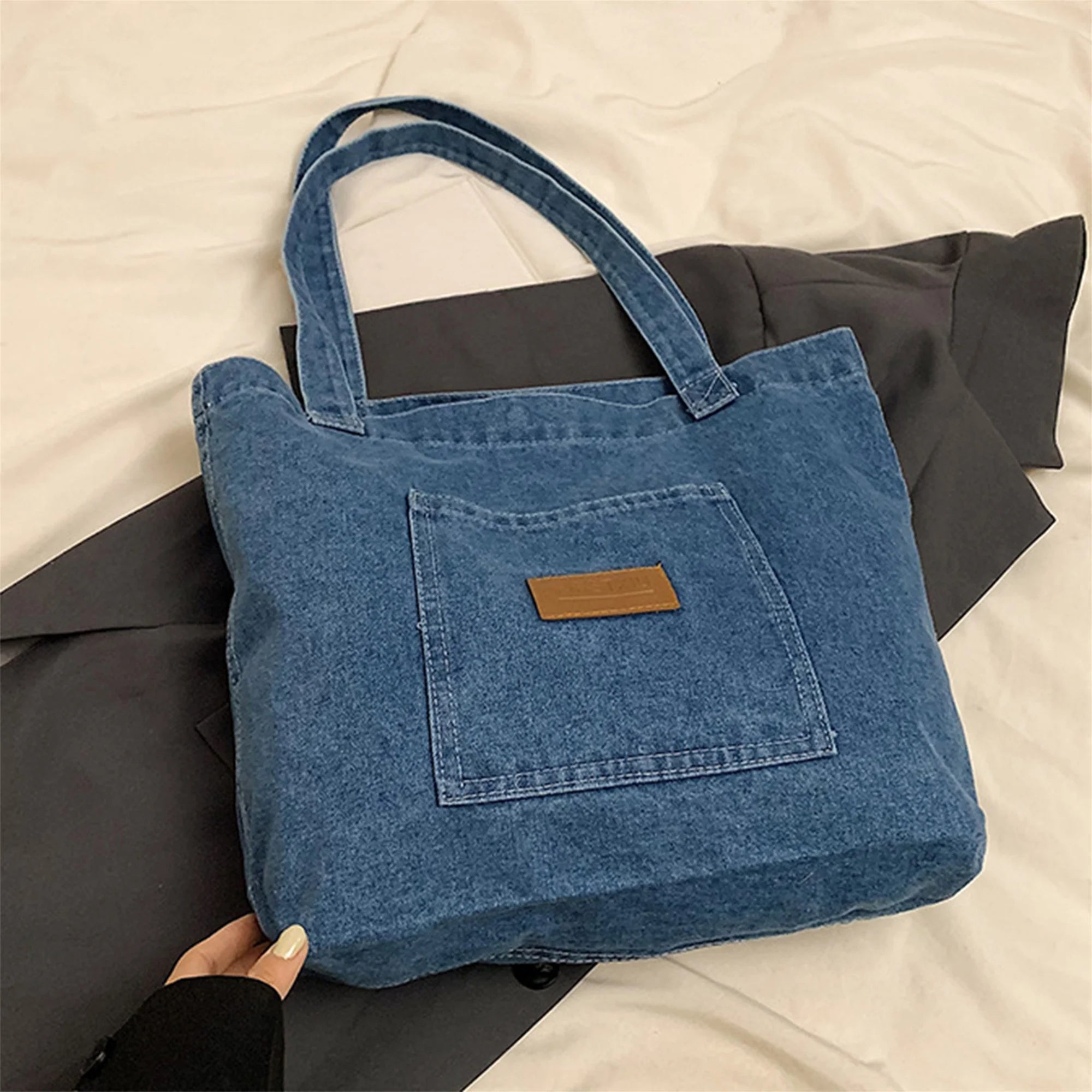 Cyflymder  Stylish Canvas Tote Bag with Multiple Pockets Fashionable Shoulder Handbag for Women Spacious and Lightweight for Everyday Use