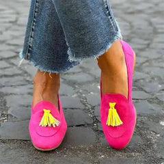 Cyflymder   Gold Tassel Slip On Boat Shoes Loafers Flat Heels Women's Shoes