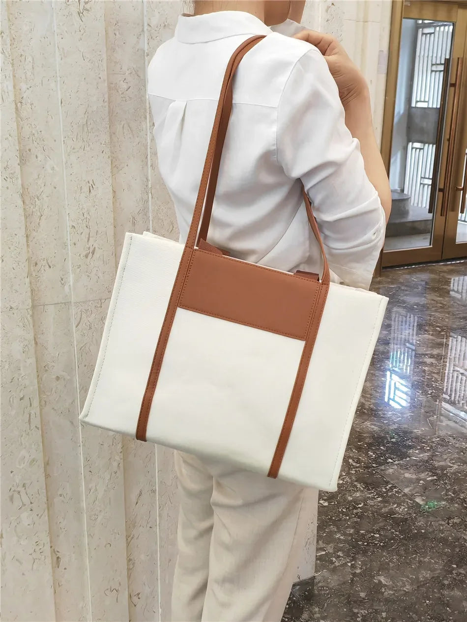 Cyflymder  Large Canvas Bag For Women Handbags Commuting big Tote Bag ladies Portable Business Briefcase female Shoulder Bags bolsas black
