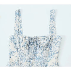 Cyflymder  Floral Print Sling Short Dress For Women French Style Sexy Lace Up Bandage Back A-line Mini Dresses Summer 2025 New Holiday Robe