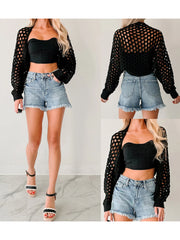 Cyflymder  Ladies Boho Chic Knitted Shrug with Fringe Detail Open Front Cardigan Lightweight Summer Sweater Crop Top