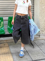 Cyflymder  Women's Shorts Straight High Waisted Seven Point Pants Summer Cargo Young Girl Casual Bottom Female Calf-length Pants
