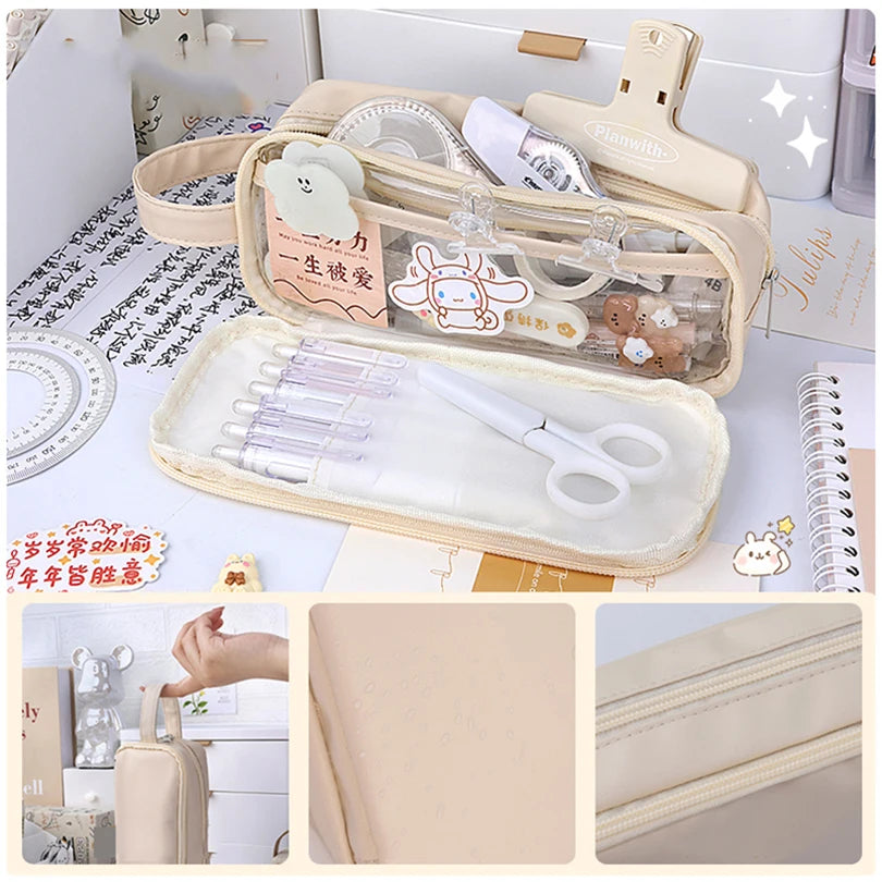 Cyflymder  Large Capacity Pencil Case Kawaii Stationery Pen Case Trousse Transparent Pencilcase School Supplies Estuche Escolar Pencil Box