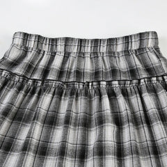 Cyflymder  Women's Harajuku Style Plaid Skirt - Y2K Vintage Low Rise Chicly Long Skirt Ruched Patchwork Detail Slim Fashion Loose Fit Skirt
