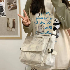 Cyflymder  Retro teddy bear cute college style girl crossbody bag Japanese Ins student large capacity versatile mailman bag