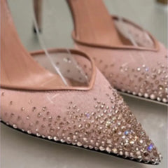 Cyflymder   Crystal mesh pointed toe women slingbacks fashion party shoes