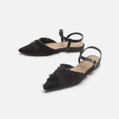 Cyflymder  Sandals for Women Summer New Versatile French Leather Single Shoes Pointed Flat Toe Toe Sandals for Women Luxury Sandals