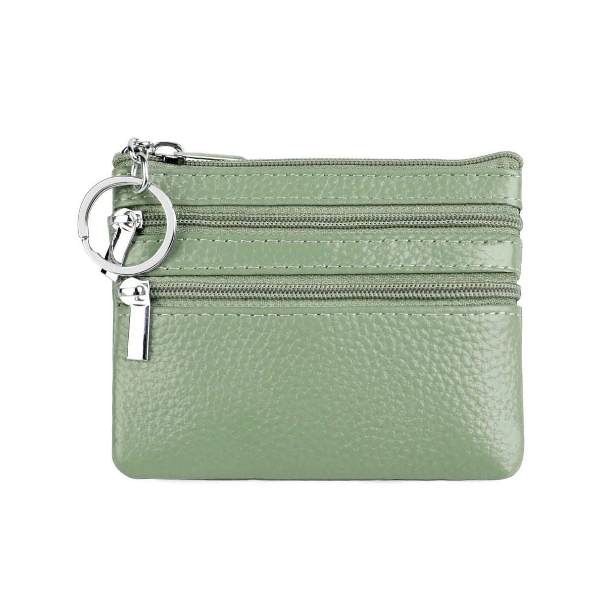 Cyflymder  Fashion Women Genuine Leather Coin Purse Small Zipper Card Holder Mini Pouch Change Wallet with Keychain