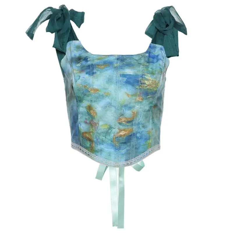 Cyflymder  Street Sle Printed Crop Top Strap Vest Slim Fit Inner Wear ort Length Decorative 8-24 Years Old Women's Faion Vest
