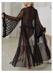 Cyflymder  Mesh Nightgown Underwear, Cardigan, Pajamas, Women's Bathrobe, Home Outer Robe