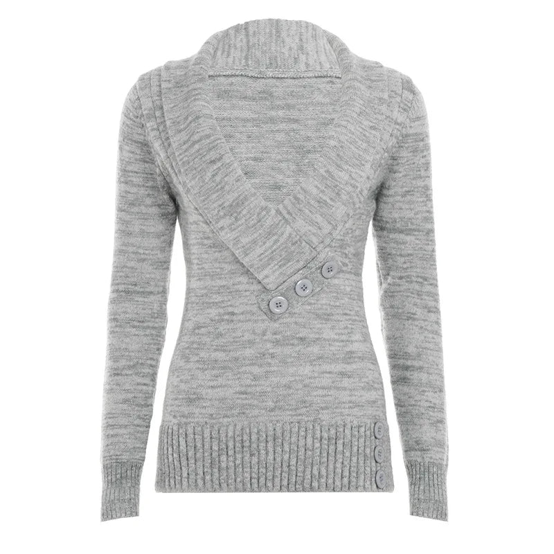 Cyflymder  Japanese Temperament Vintag Ev Neck Long Sleeve Women Sweaters Y2k Aesthetic Personality Buttons Clothes Punk Lazy Slim Pullover