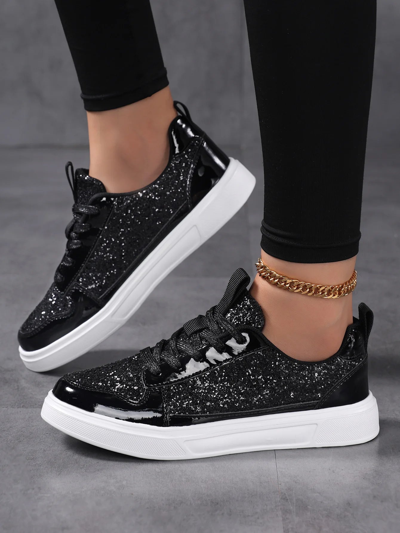 Cyflymder  Women's Patent Leather Shoes Woman Flat Sneaker Lace Up Designer Summer Ladies Comfortable Casual Footwear