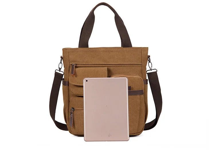 Cyflymder  Men Canvas Messenger Bag Camping Crossbody Bags Sling Shoulder Bag for Travel Work College Reto Men's School Handbags Briefcase