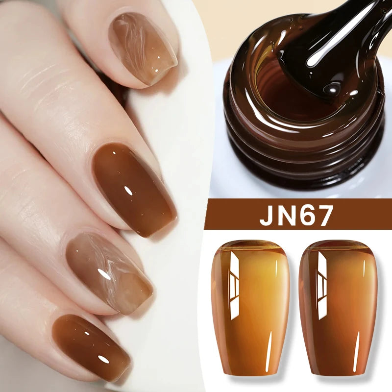 Cyflymder  10ml Jelly Nude Gel Nail Polish Crystal Translucent Coffee Soak Off Semi-Permanent Varnish Base Top Coat Manicure
