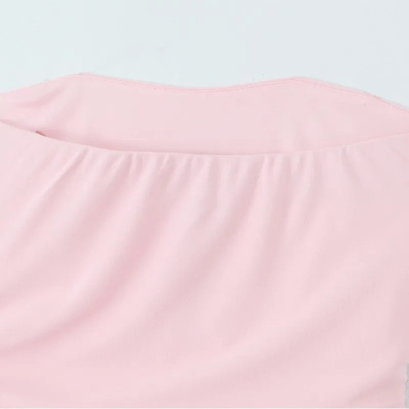 Cyflymder  Elegant Ruched Strapless Dress Women Sexy Pastel Pink Off Shoulder Side Zipper Midi Dress 2025 New Summer Party Evening Dresses