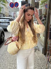Cyflymder   Women's Summer Fashion V-neck Bow Lace-up Poplin Short Shirt Female Thin Versatile Elegant Casual Cardigan Top Mujer