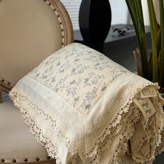 Cyflymder  Pure Cotton Double Layer Yarn Vintage Lace Flower Prints Summer Quilt Princess Air Condition Thin Comforter Lightweight Blanket
