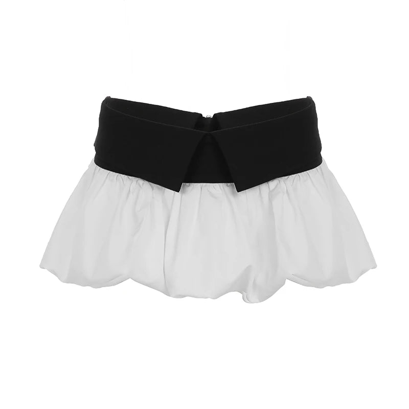 Cyflymder  Casual Patchwork A-Line Skirts Basic Slim Contrast Color Low-Waisted Super Mini Skirts Women Summer Fashion Streetwear Lady