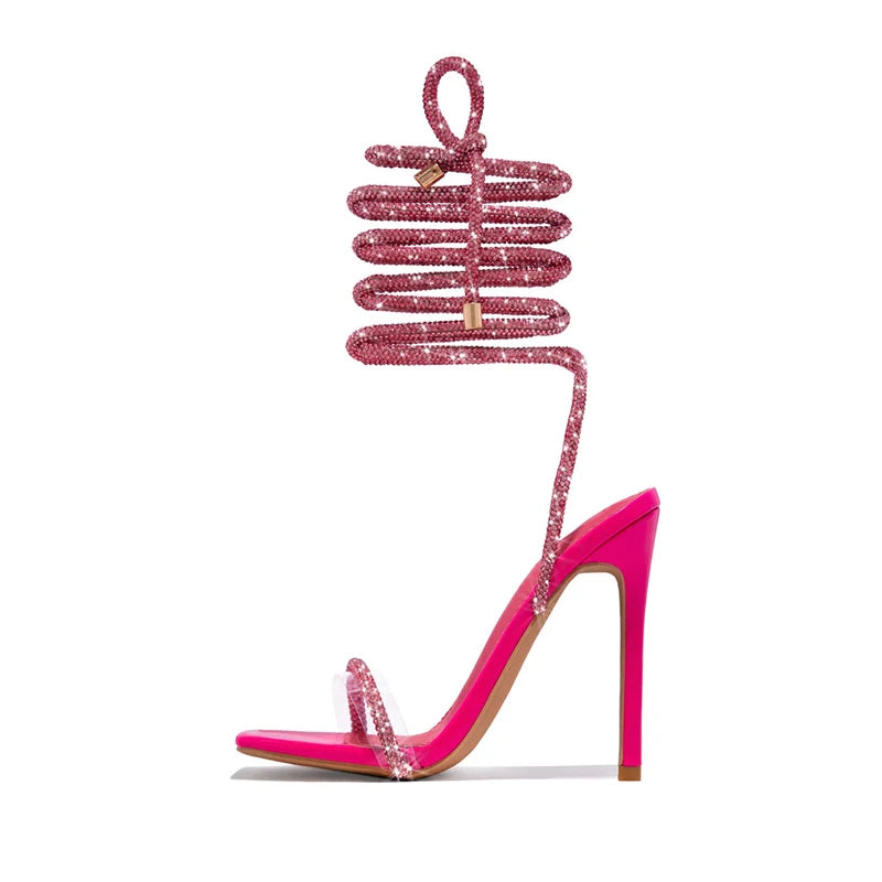 Cyflymder  Street Style Lace Up High Heels Sandals Women Square Head Open Toe Banquet Wedding Summer Shoes Ladies Gladiator Sandals