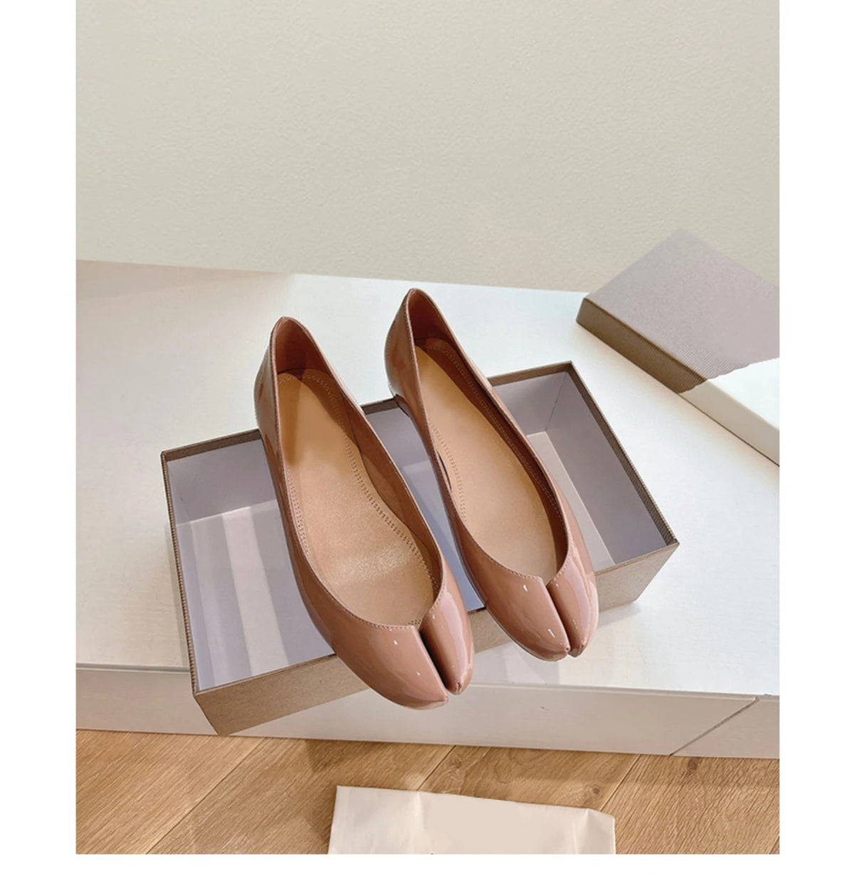 Cyflymder  Loafers Tabi Single Flats Patent Leather Mary Jane Wedges Shoes Women Sneakers Shallow Mouth Split Toe Ballet Trainers Summer