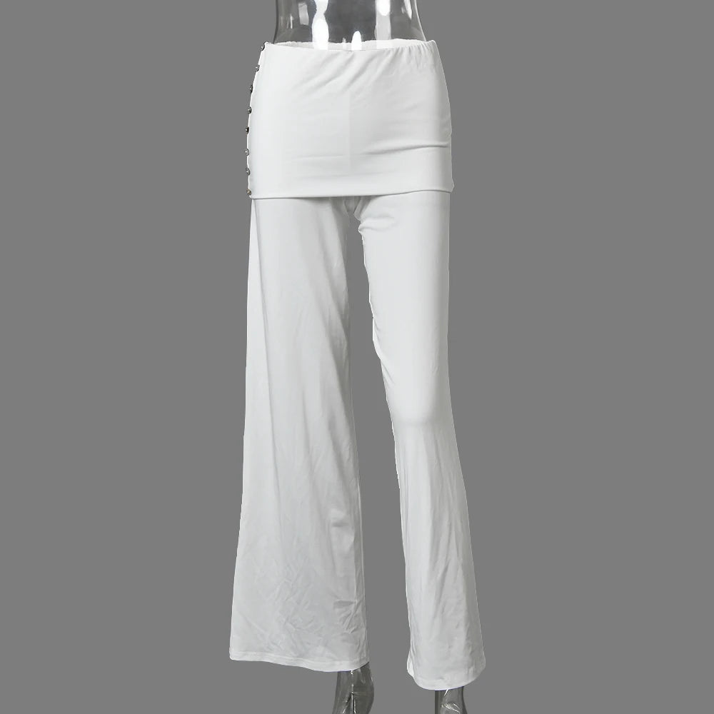 Cyflymder  Sexy Loose Wide-Leg Pants Women Button Solid Color High Waist Casual Trousers Streetwear Bottom Y2K Lady Autumn Outfits