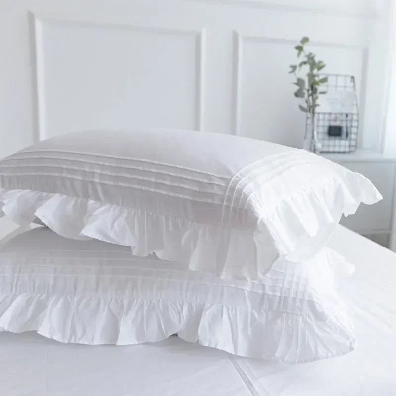 Cyflymder White Flat Sheet Thickened 100% Cotton Bedding Sheets queen Lotus Leaf Flat Bed Sheet Duvet cover or pillowcases quilt case