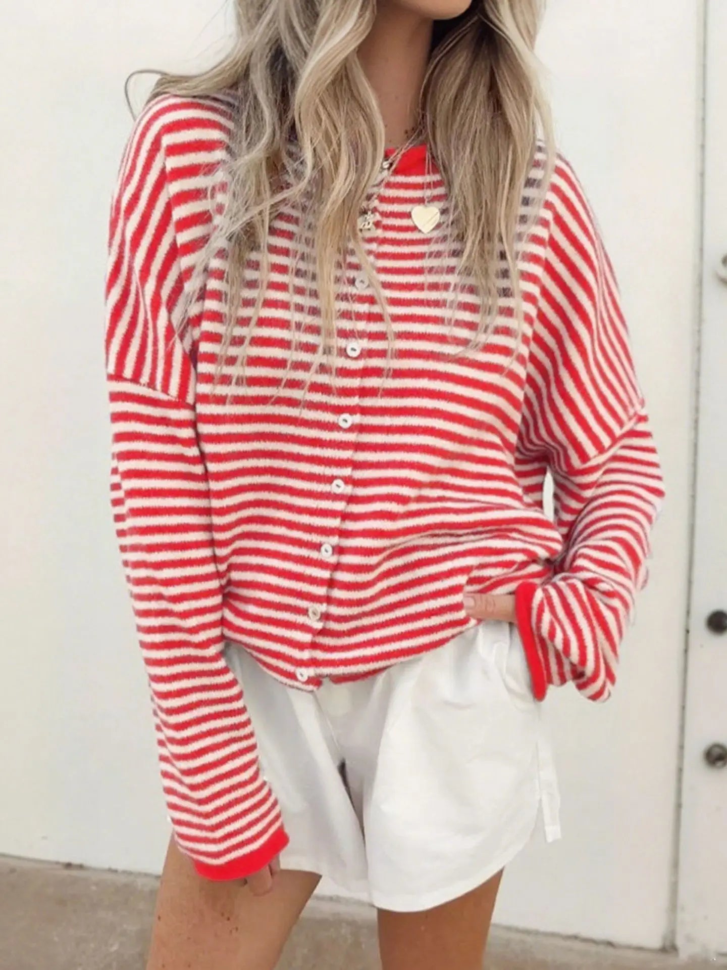 Cyflymder  Stripe Women's Cardigan O-neck Single Breasted Full Sleeve Casual Loose Female Knit Cardigan 2025 Autumn Cozy Fashion Lady Coat