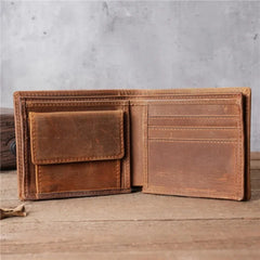 Cyflymder  Genuine Leather Men's Wallet Short Money Clip Soft Leather Purse for Man Buckle Multi Card Position Zippe Wallet Men