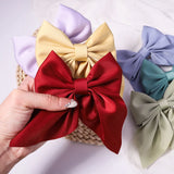 Cyflymder New Sweet Bow Hairpins Solid Color Bowknot Hair Clips For Girls Satin Butterfly Barrettes Duckbill Clip Kids Hair Accessories