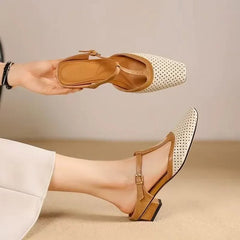 Cyflymder Fashionable slippers women's hollowed-out shallow slippers, 2025 summer casual best-selling low-heeled comfortable women's shoes