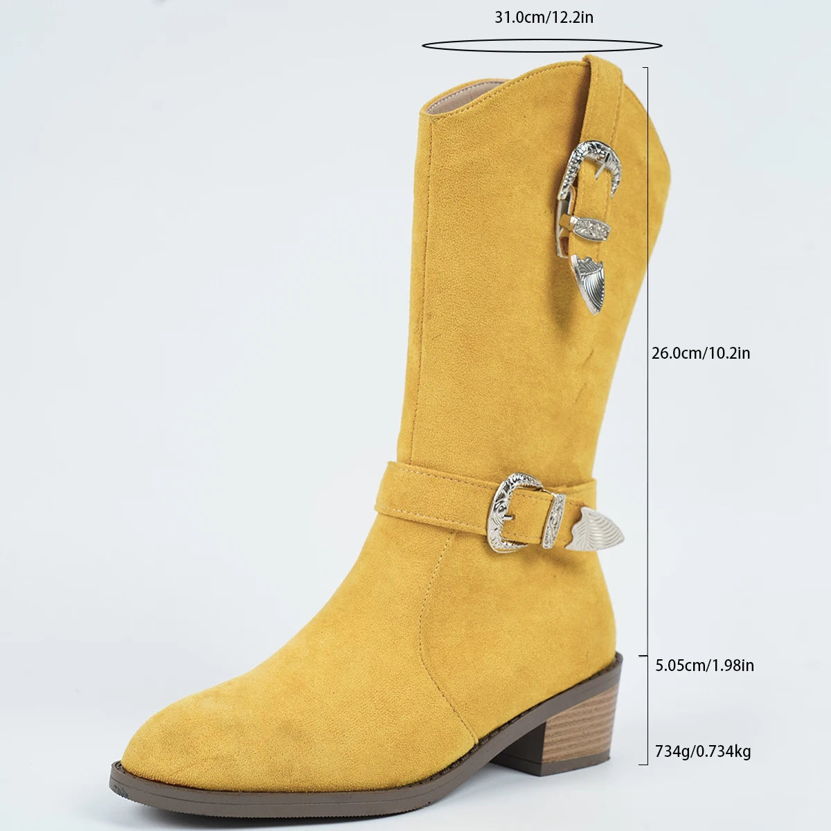 Cyflymder  Round toe thick heel knee high boots with zippered high heels, comfortable fit for women's fashion shoes, plus size women's shoe